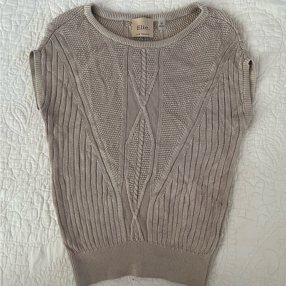 Elie Tahari Women's Taupe Crew Neck Sweater